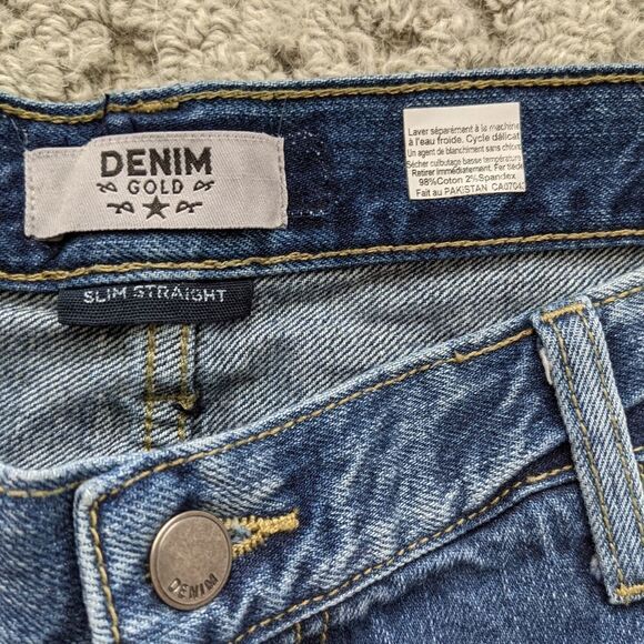 NWT DENIM GOLD Distressed straight leg high rise jeans size 40w 32L @U - Picture 6 of 10